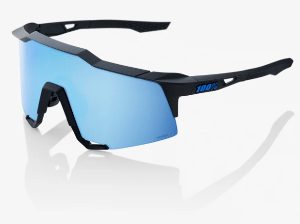 100 Percent MATTE BLACK / HiPER BLUE MULTILAYER MIRROR LENS Speedcraft® Performance Sunglasses | 100%