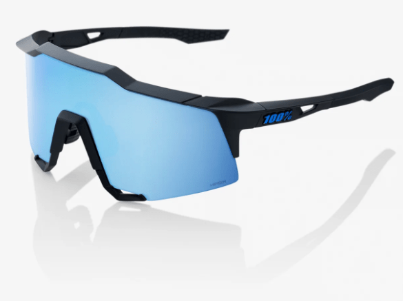100 Percent Sunglasses MATTE BLACK / HiPER BLUE MULTILAYER MIRROR LENS 100% SPEEDCRAFT Performance Sunglasses