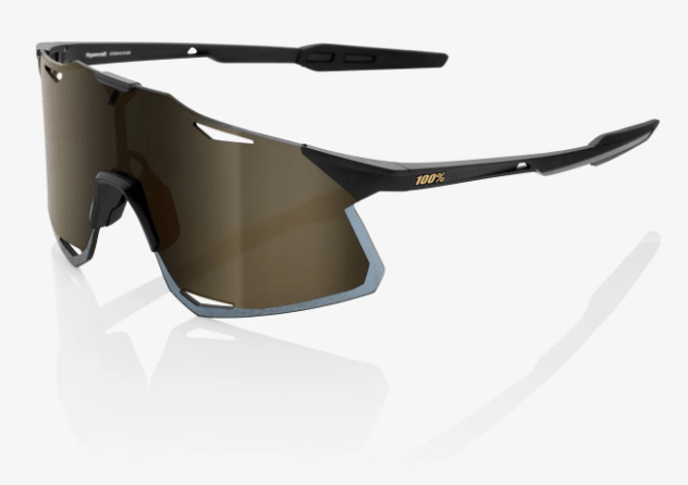 100 Percent Sunglasses MATTE BLACK / SOFT GOLD MIRROR LENS 100% HYPERCRAFT Performance Sunglasses