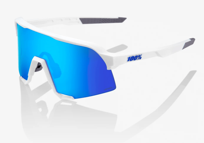 100 Percent Sunglasses MATTE WHITE / HiPER BLUE MULTILAYER MIRROR LENS 100% S3 Performance Sunglasses