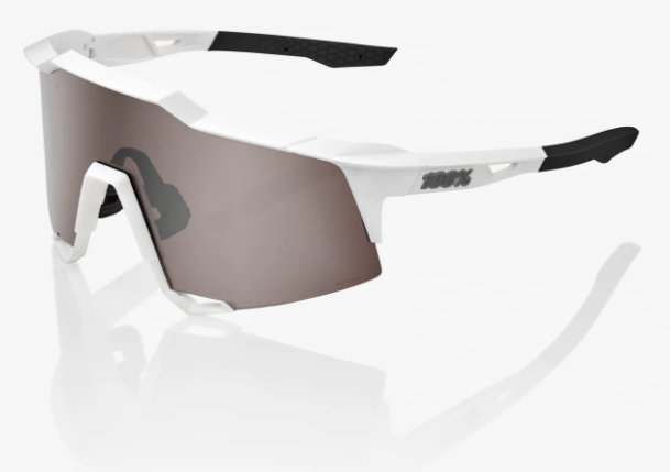 100 Percent Sunglasses MATTE WHITE / HiPER SILVER MULTILAYER MIRROR LENS 100% SPEEDCRAFT Performance Sunglasses