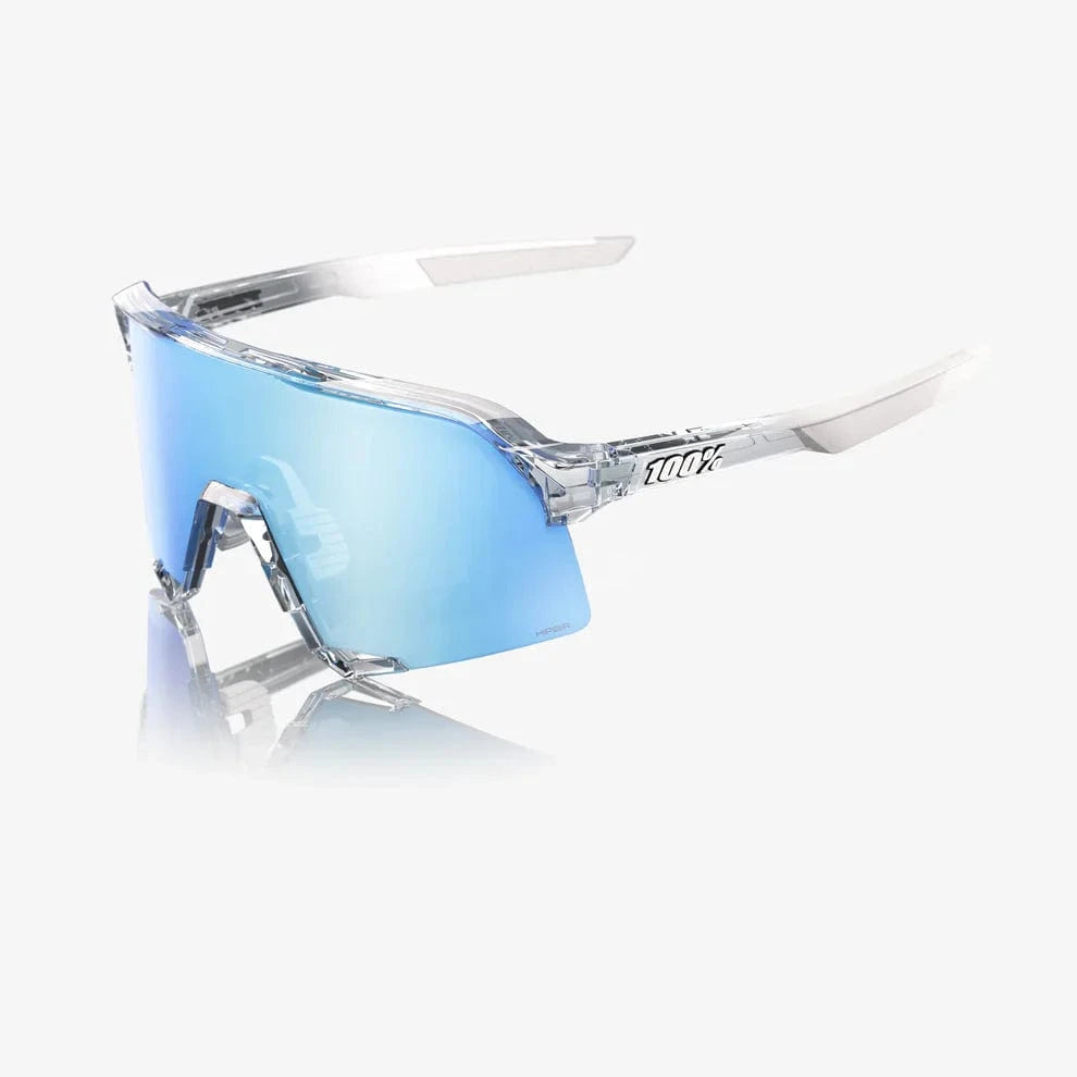 100 Percent Sunglasses Polished Translucent Clear - HiPER Blue Multilayer Mirror Lens 100% S3 Performance Sunglasses