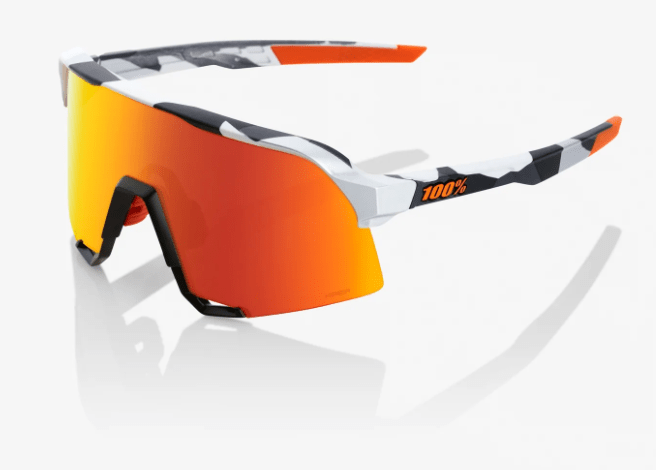 100 Percent Sunglasses SOFT TAC GREY CAMO / HiPER RED MULTILAYER MIRROR LENS 100% S3 Performance Sunglasses