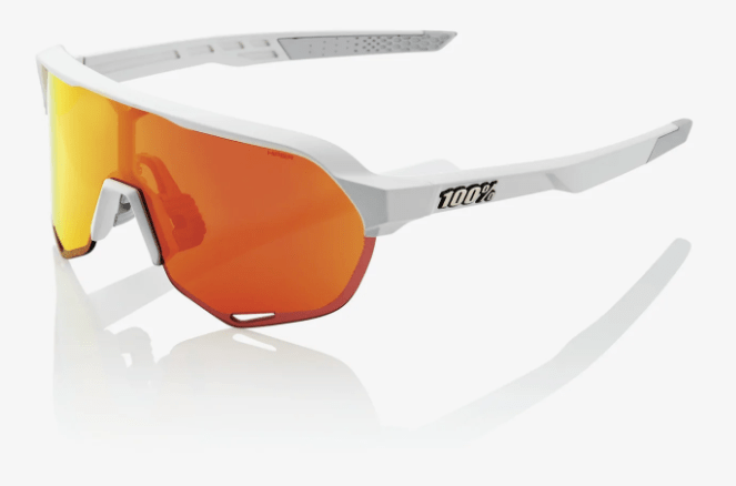 100 Percent Sunglasses SOFT TAC OFF WHITE / HiPER RED MULTILAYER MIRROR LENS 100% S2 Performance Sunglasses