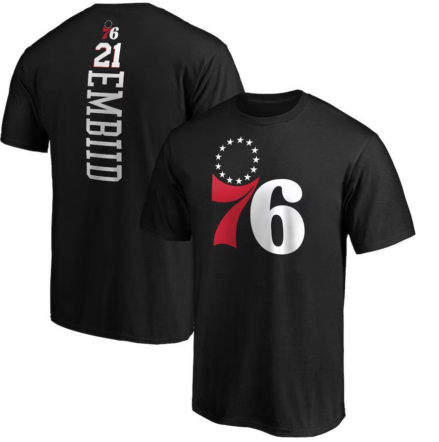 Joel Embiid Philadelphia 76ers Black Playmaker Name & Number T-Shirt