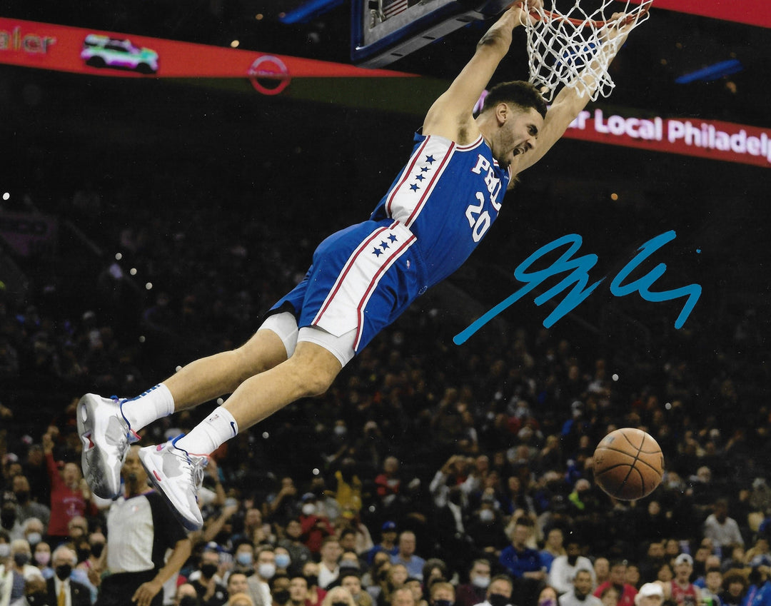 Georges Niang in Action Philadelphia 76ers Autographed Basketball Photo
