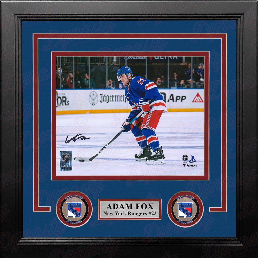 Adam Fox in Action New York Rangers Autographed 8" x 10" Framed Hockey Photo