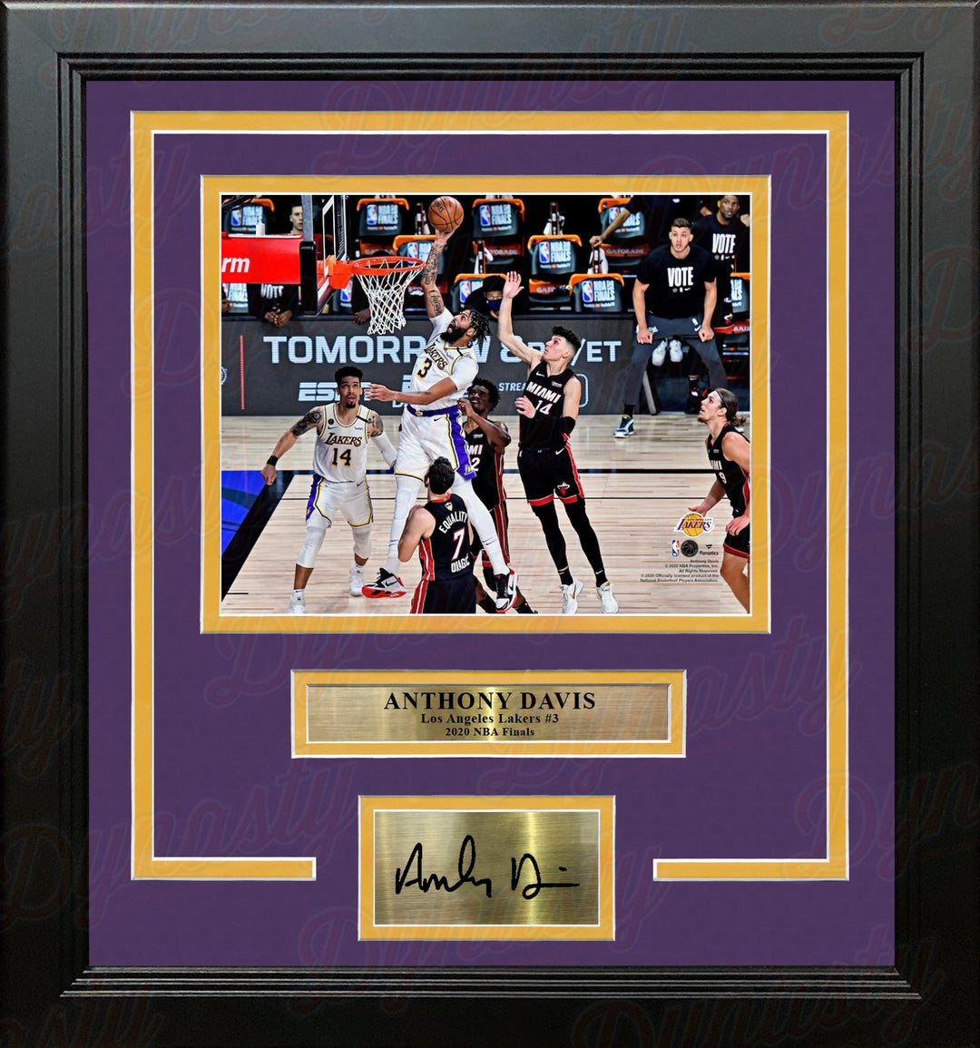 Anthony Davis 2020 NBA Finals Slam Dunk Los Angeles Lakers 8x10 Framed Photo with Engraved Autograph