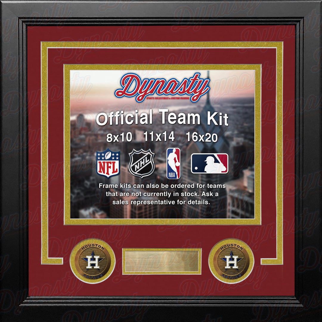 MLB Baseball Photo Picture Frame Kit - Houston Astros (Brick Red Matting, Gold Trim)