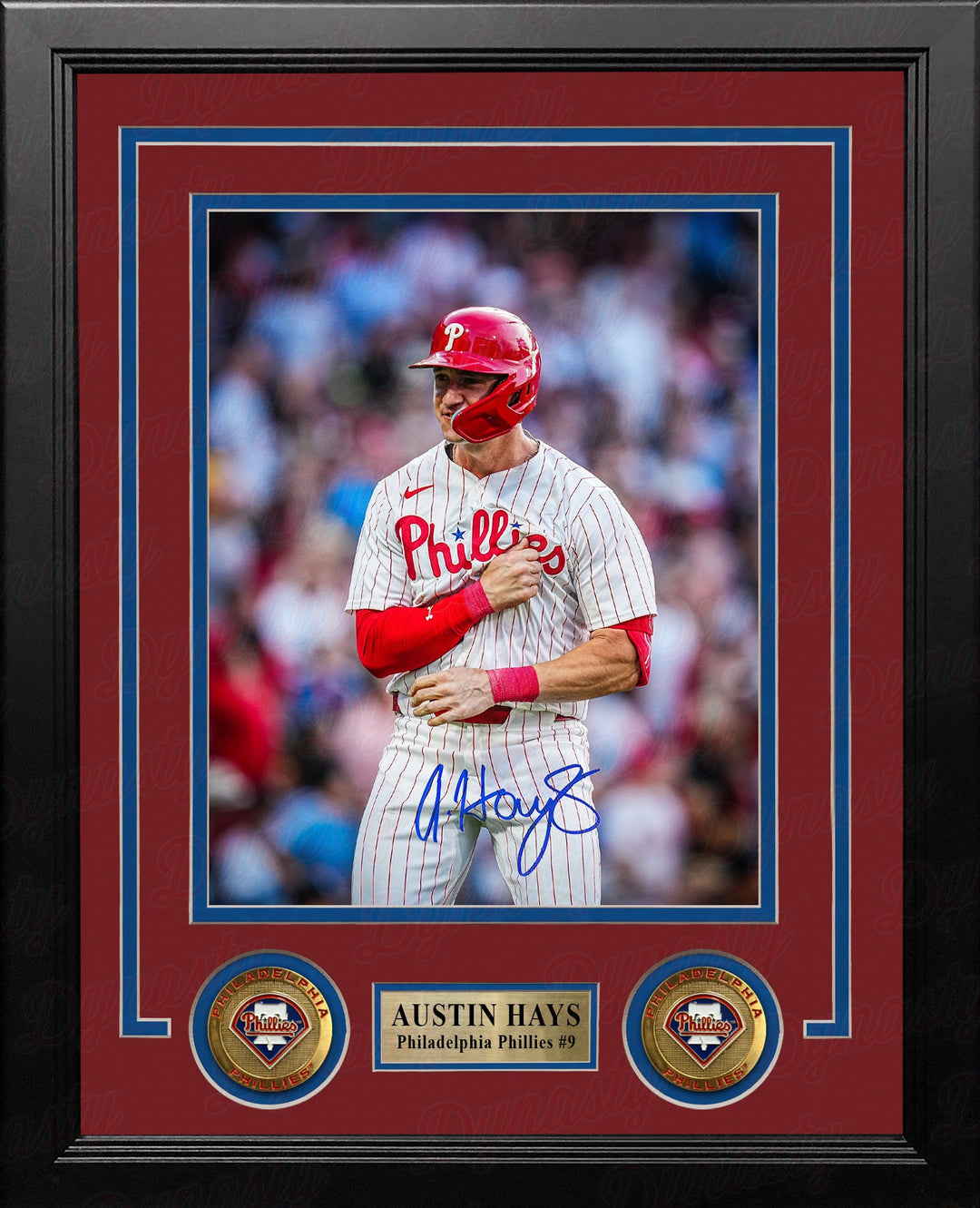 Austin Hays Chest Pound Autographed Philadelphia Phillies 8" x 10" Framed Baseball Photo