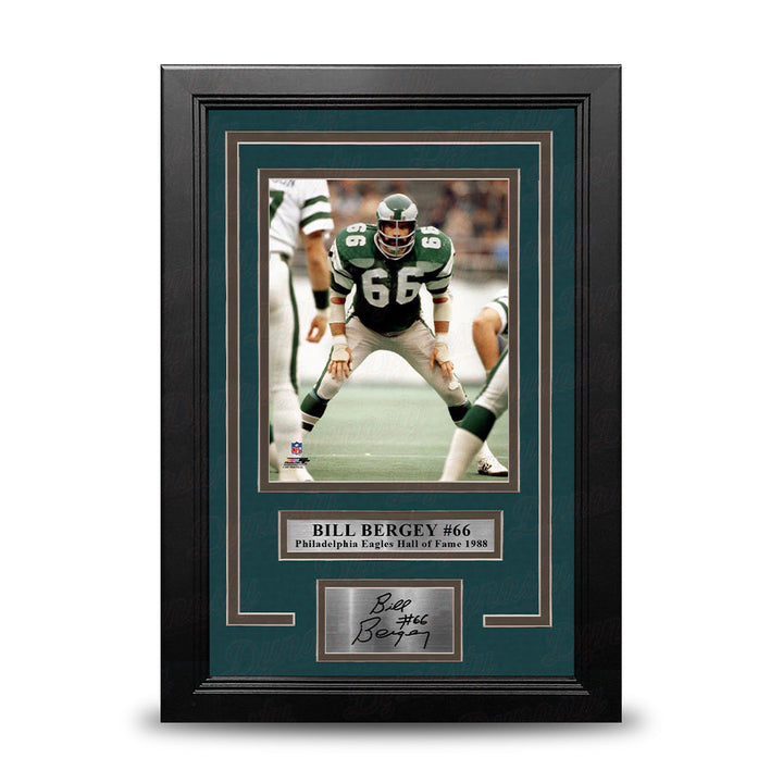 Bill Bergey in Action Philadelphia Eagles 8" x 10" Framed Football Photo with Engraved Autograph