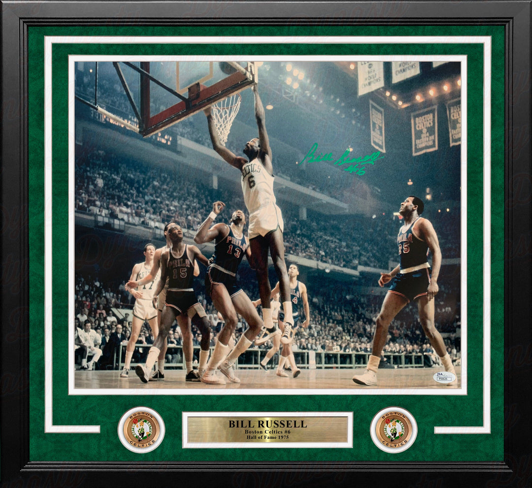 Bill Russell at the Rim Boston Celtics Autographed 16" x 20" Framed Basketball Photo