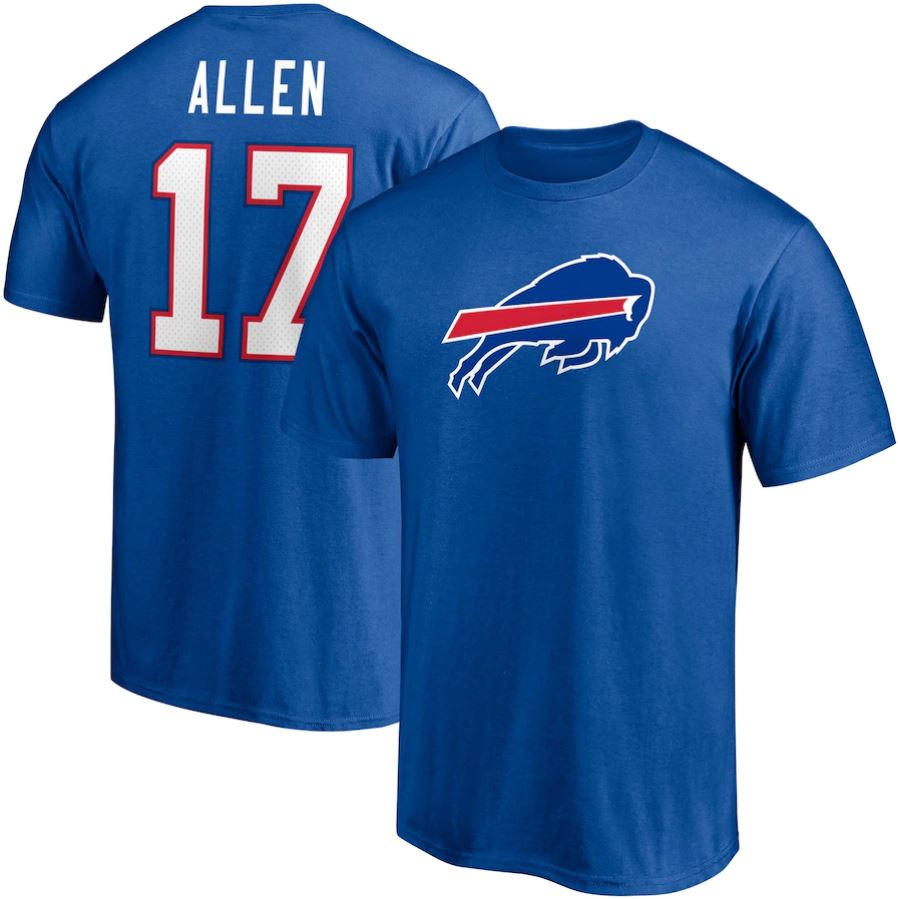 Josh Allen Buffalo Bills Player Icon Name & Number T-Shirt – Royal