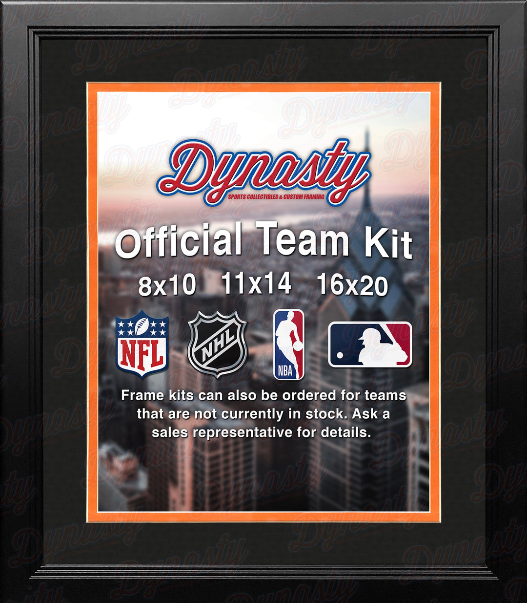 MLB Baseball Photo Picture Frame Kit - Miami Marlins (Black Matting, Orange Trim)