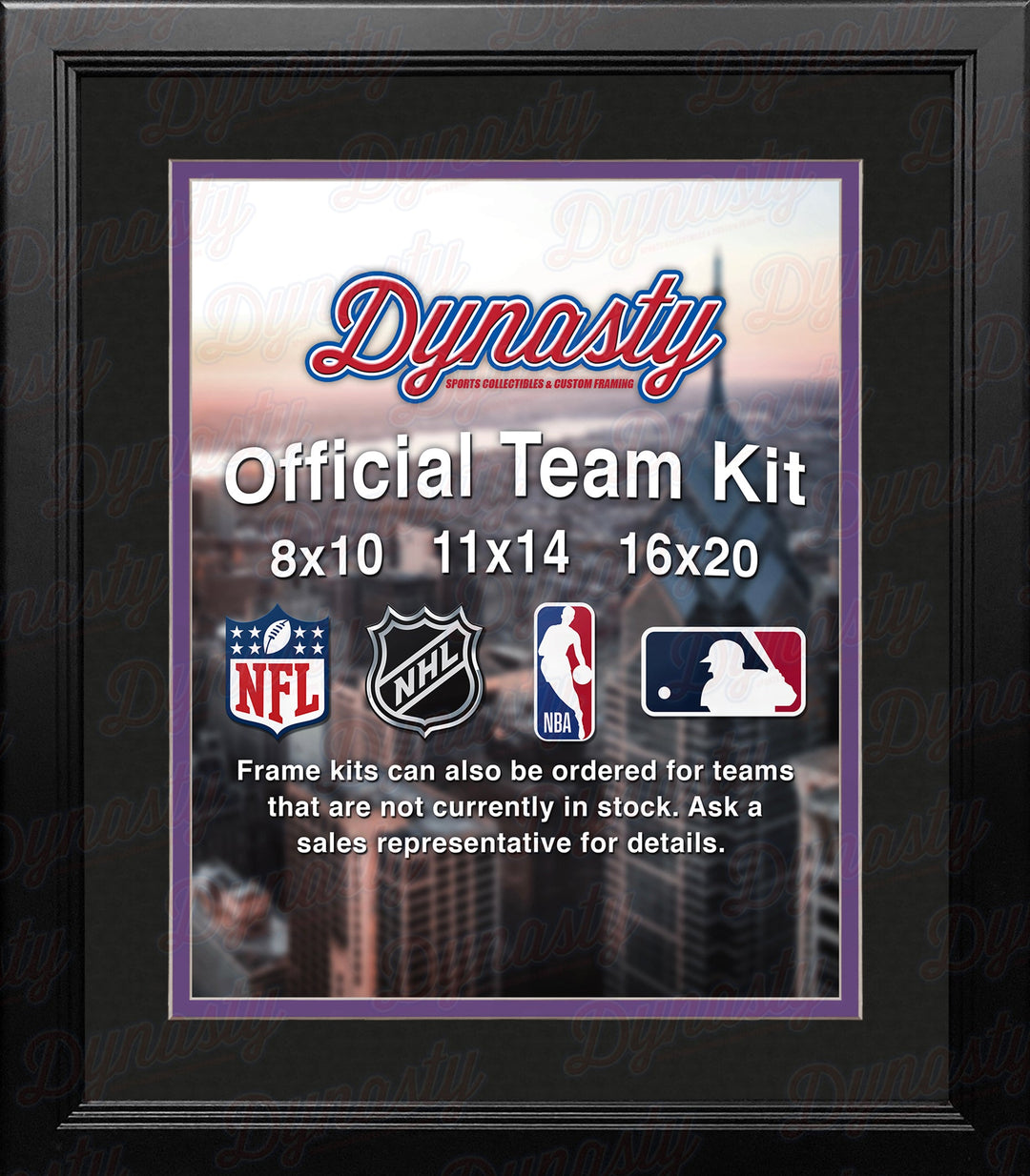 NHL Hockey Photo Picture Frame Kit - Los Angeles Kings (Black Matting, Purple Trim)