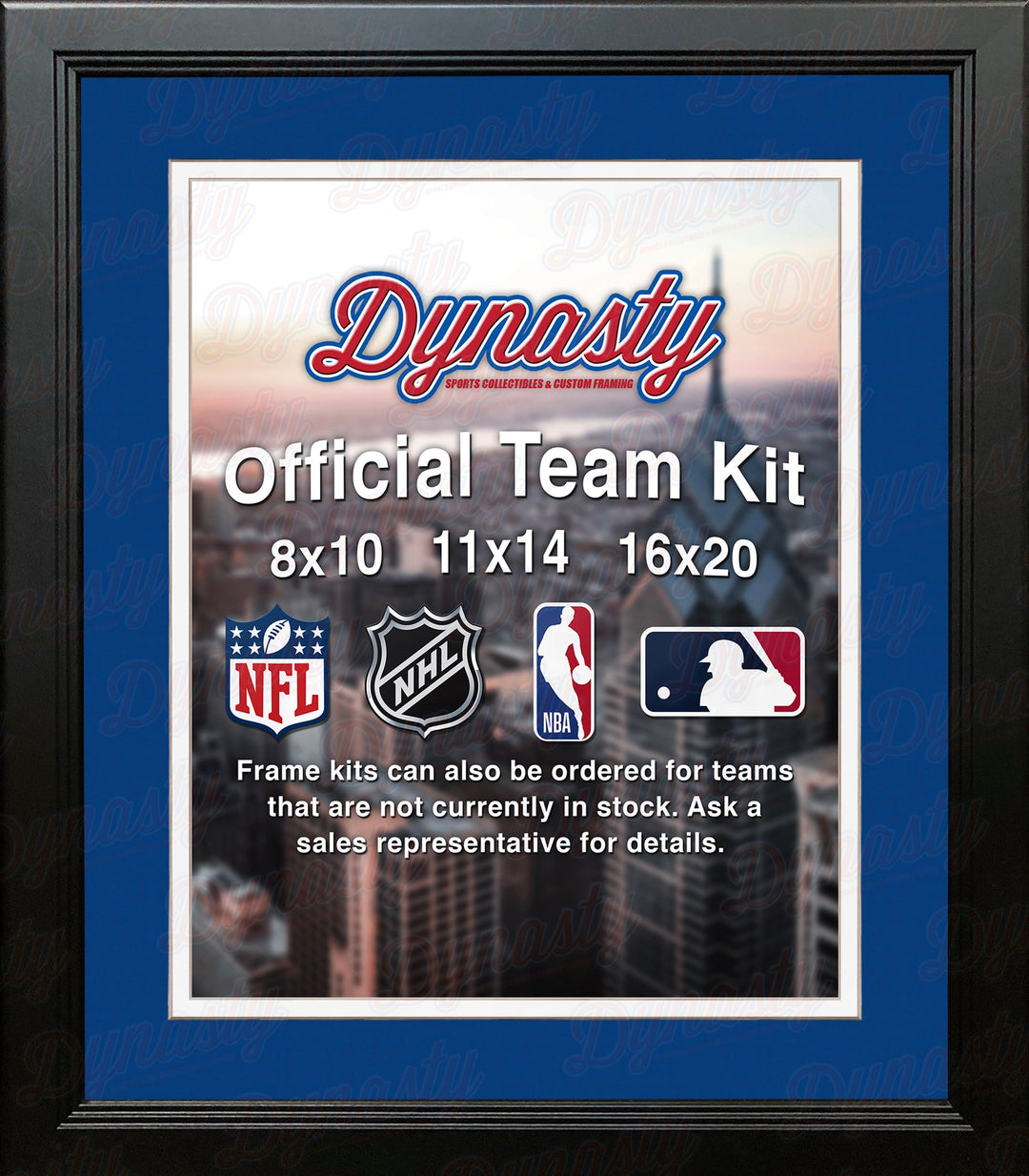 MLB Baseball Photo Picture Frame Kit - Kansas City Royals (Blue Matting, White Trim)