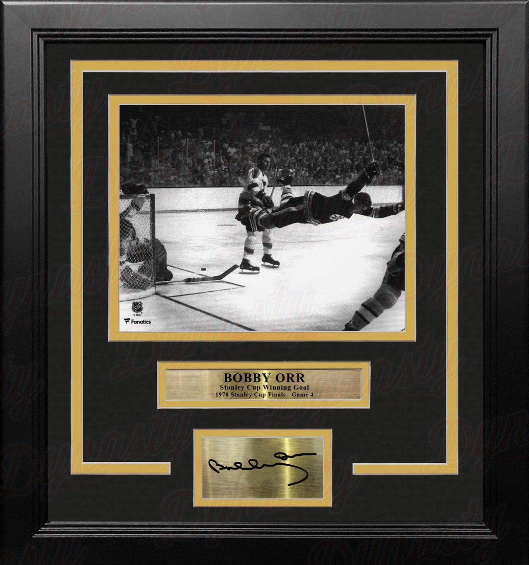 Bobby Orr Boston Bruins 1970 Stanley Cup Game-Winning Goal 8x10 Framed Photo with Engraved Autograph