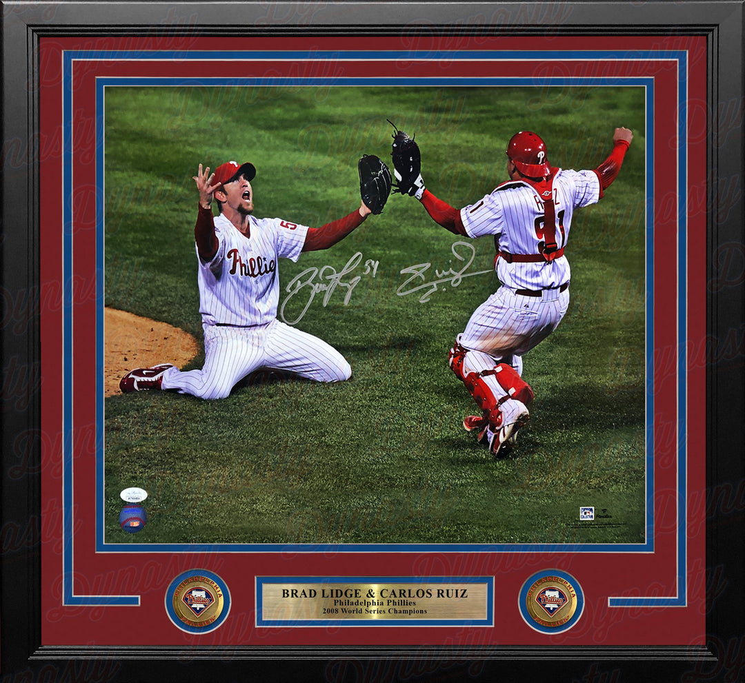 Brad Lidge & Carlos Ruiz Philadelphia Phillies World Series Autographed 16x20 Framed Photo - JSA COA