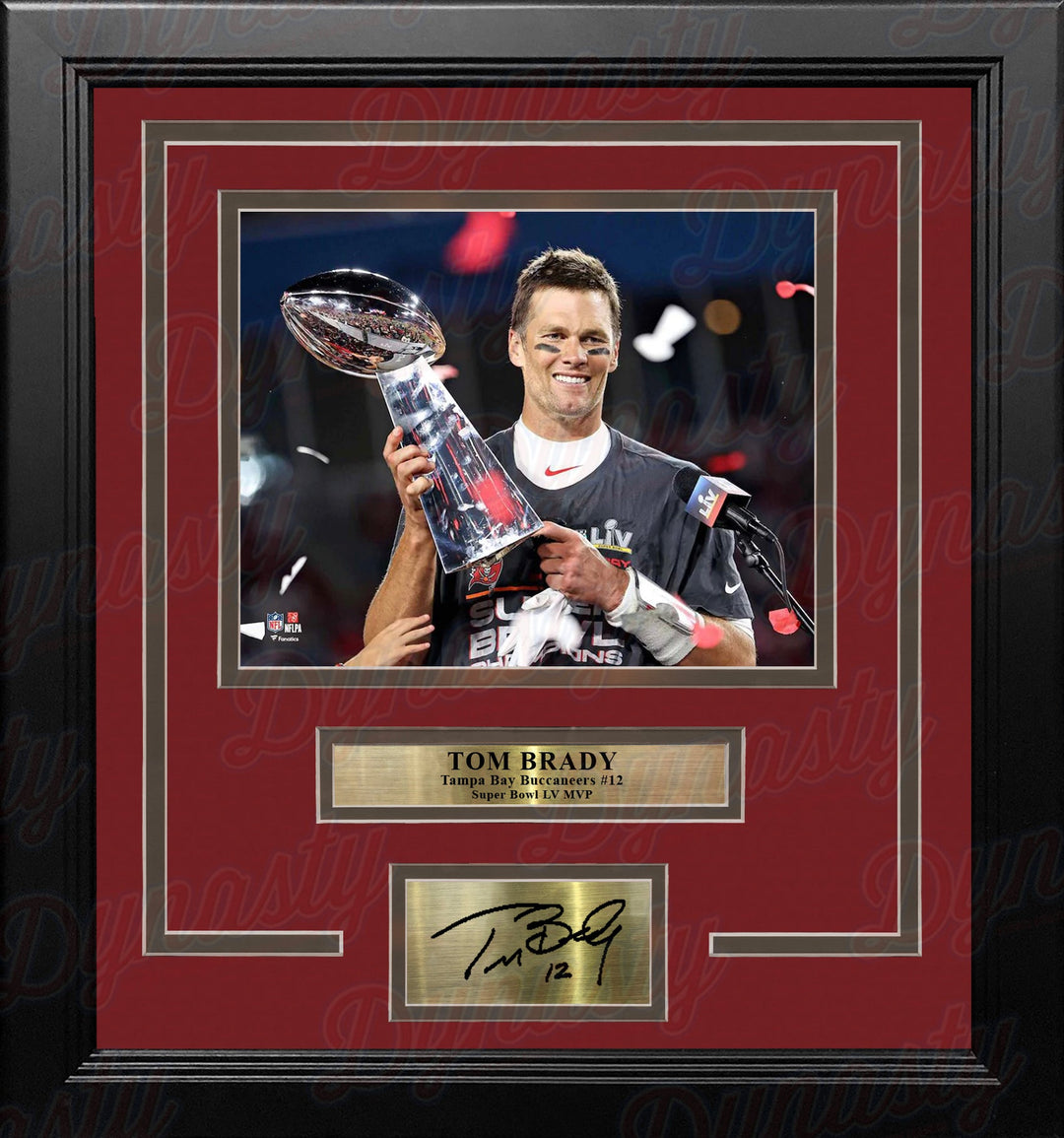 Tom Brady Super Bowl Champions Lombardi Trophy Tampa Bay Buccaneers 8" x 10" Football Photo with Engraved Autograph