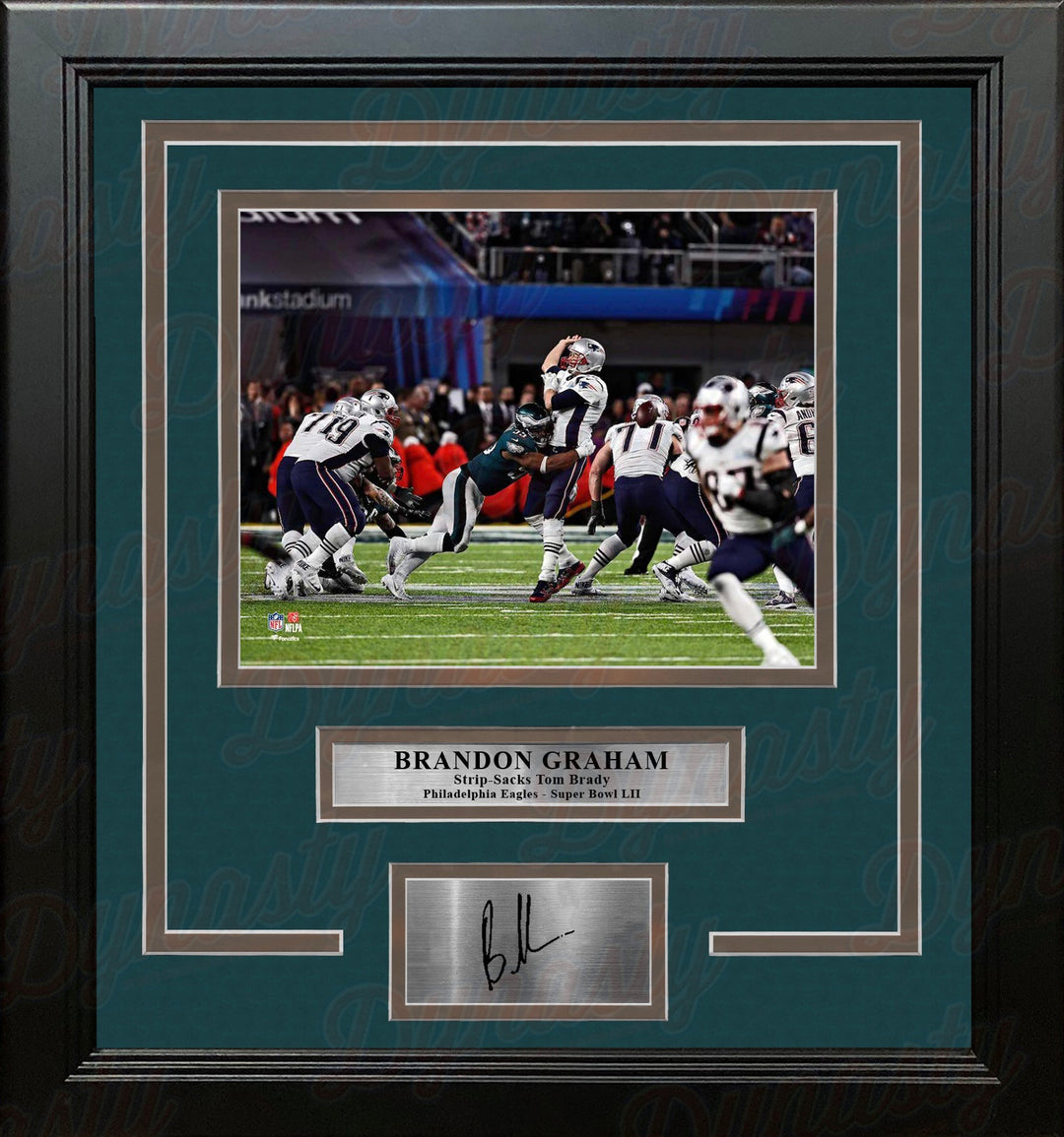 Brandon Graham Sacks Brady Philadelphia Eagles 8x10 Framed Super Bowl Photo with Engraved Autograph