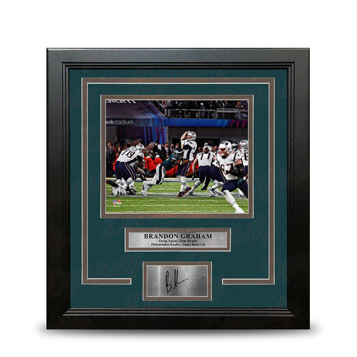 Brandon Graham Sacks Brady Philadelphia Eagles 8x10 Framed Super Bowl Photo with Engraved Autograph