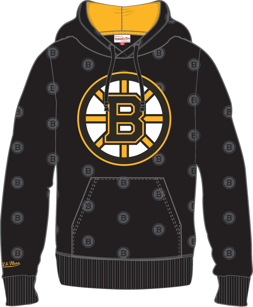 Boston Bruins Mitchell & Ness All Over Print Fleece Hoodie