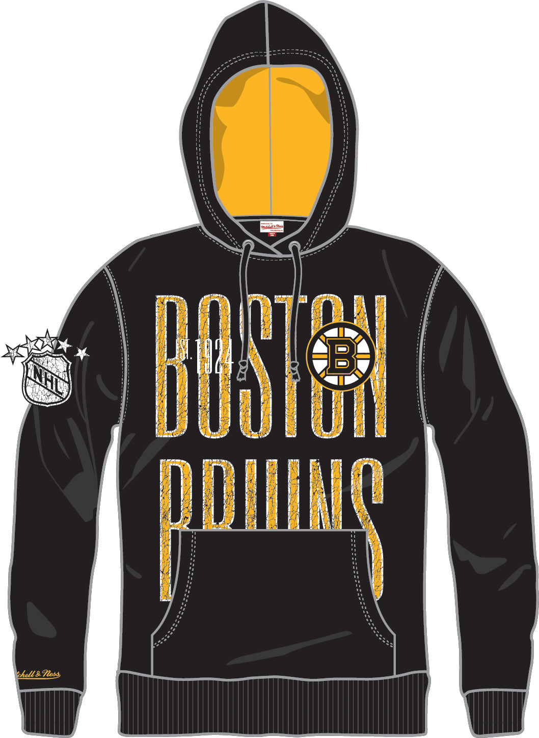 Boston Bruins Mitchell & Ness OG Fleece Hoodie