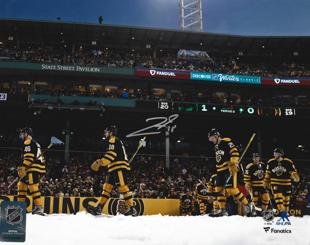 Pavel Zacha 2023 Winter Classic Entrance Boston Bruins Autographed 11" x 14" Hockey Photo