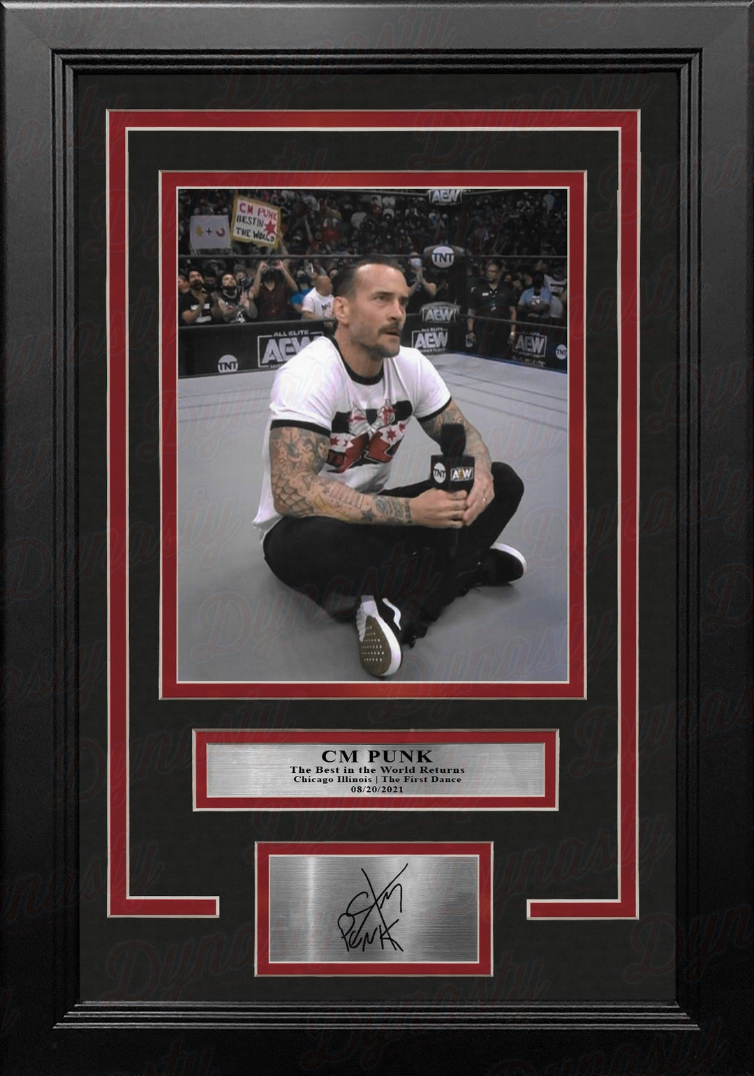 CM Punk Returns to Chicago 8" x 10" Framed AEW Wrestling Vertical Photo with Engraved Autograph