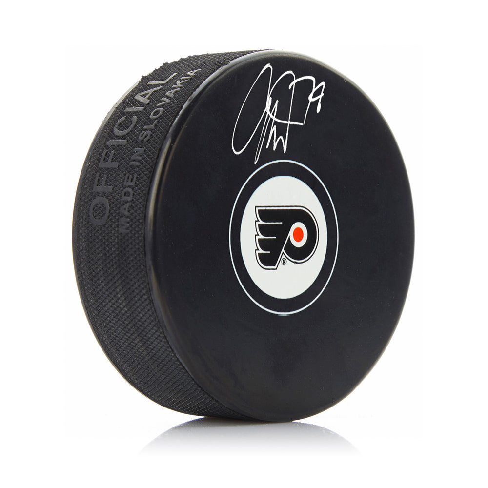 Carter Hart Philadelphia Flyers Autographed NHL Hockey Logo Puck