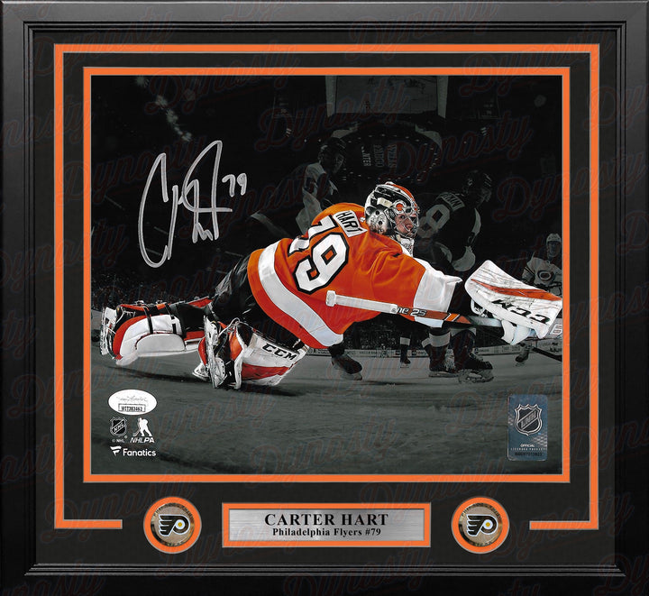 Carter Hart Blackout Philadelphia Flyers Autographed Framed Hockey Photo