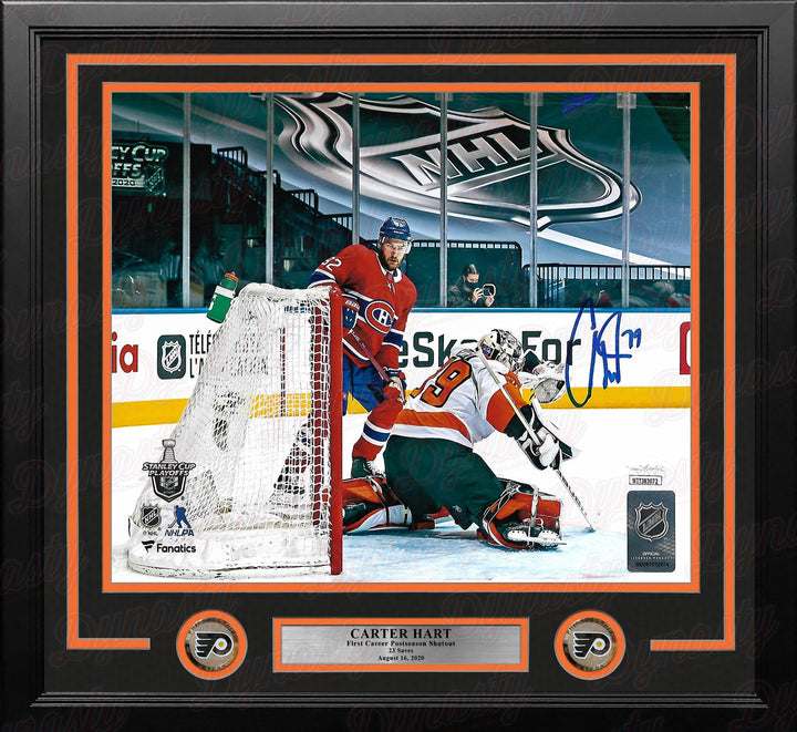 Carter Hart First Career Playoff Shutout Philadelphia Flyers Autographed Framed Hockey Photo