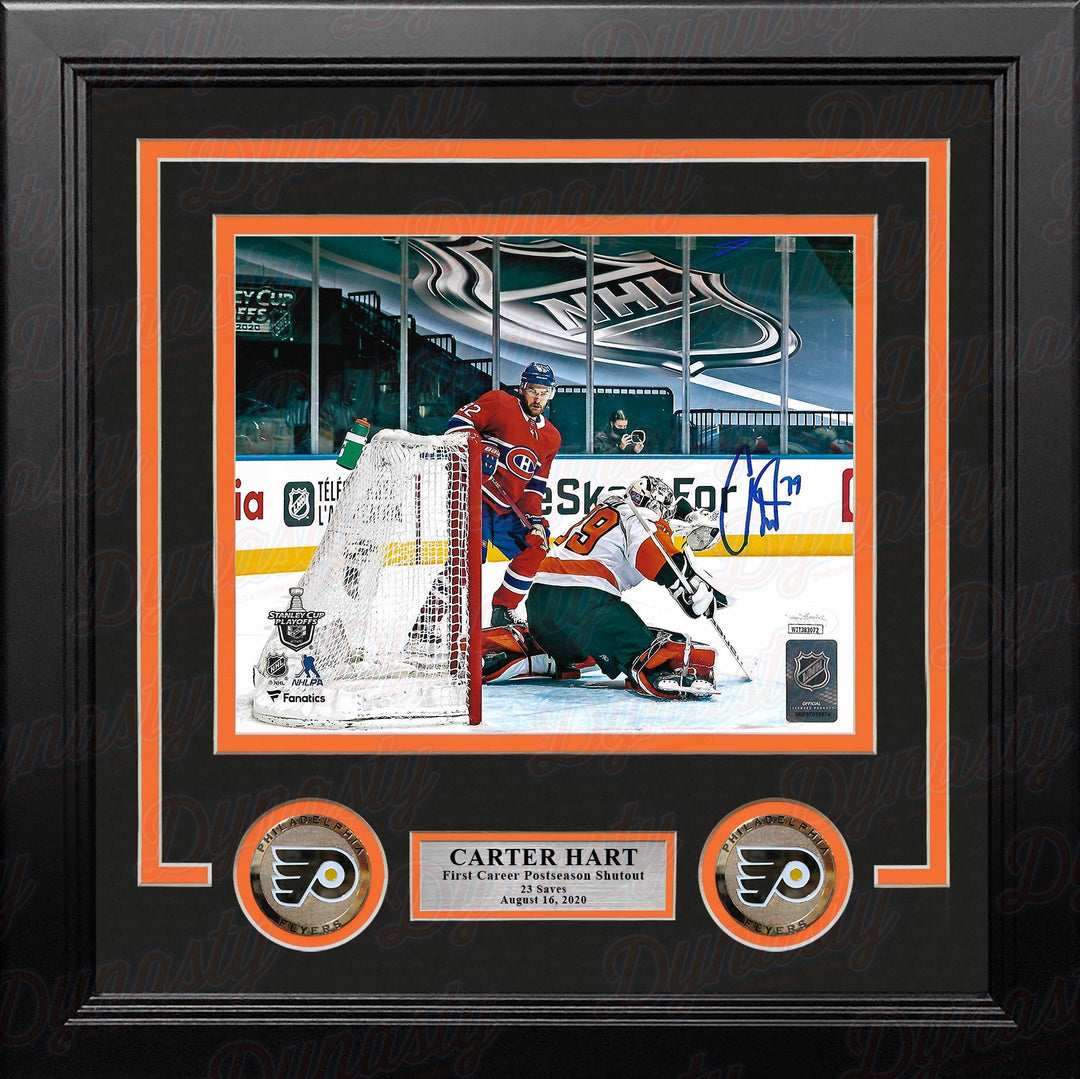 Carter Hart First Career Playoff Shutout Philadelphia Flyers Autographed Framed Hockey Photo