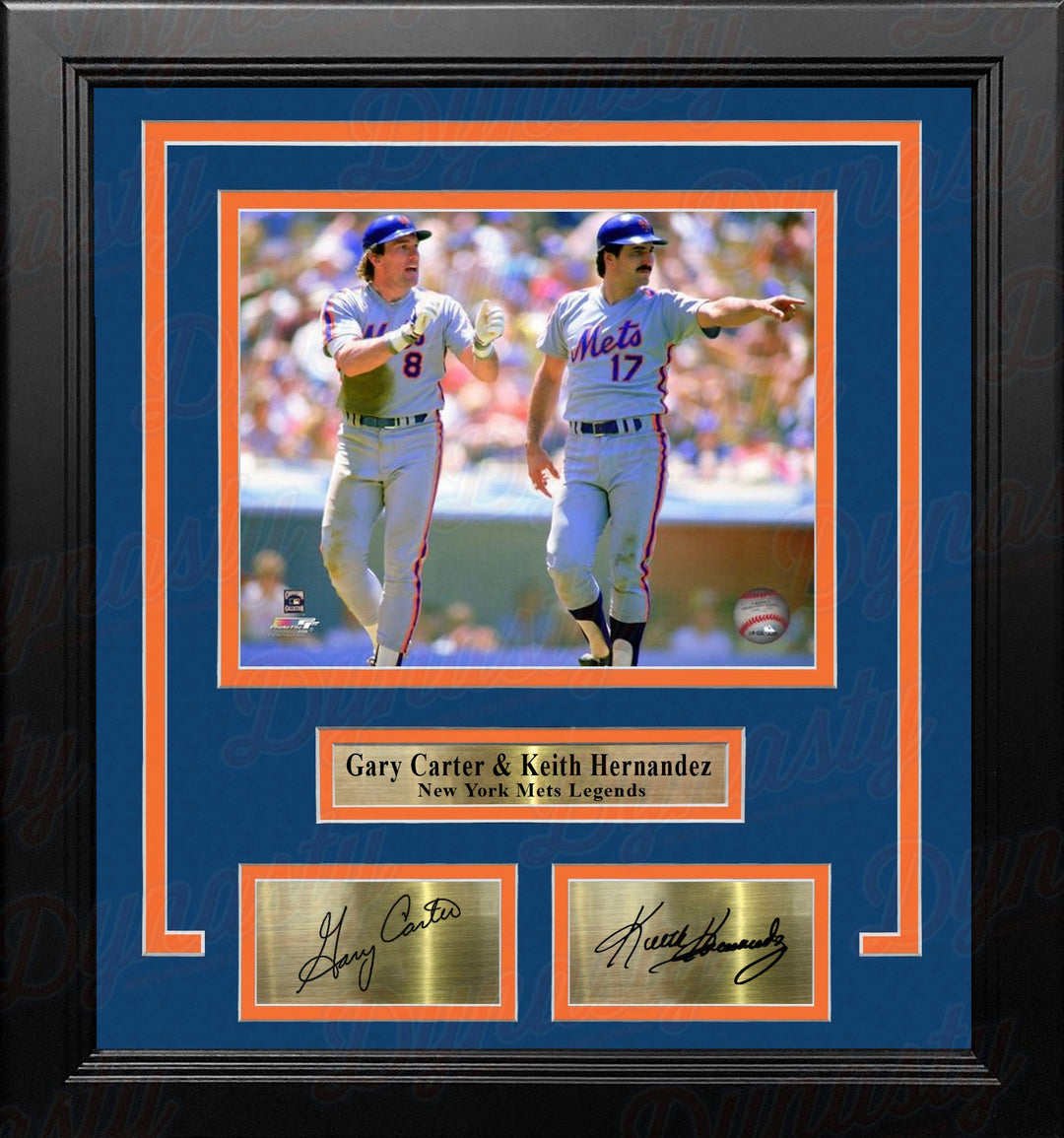 Gary Carter & Keith Hernandez in Action New York Mets 8" x 10" Framed Photo with Engraved Autographs