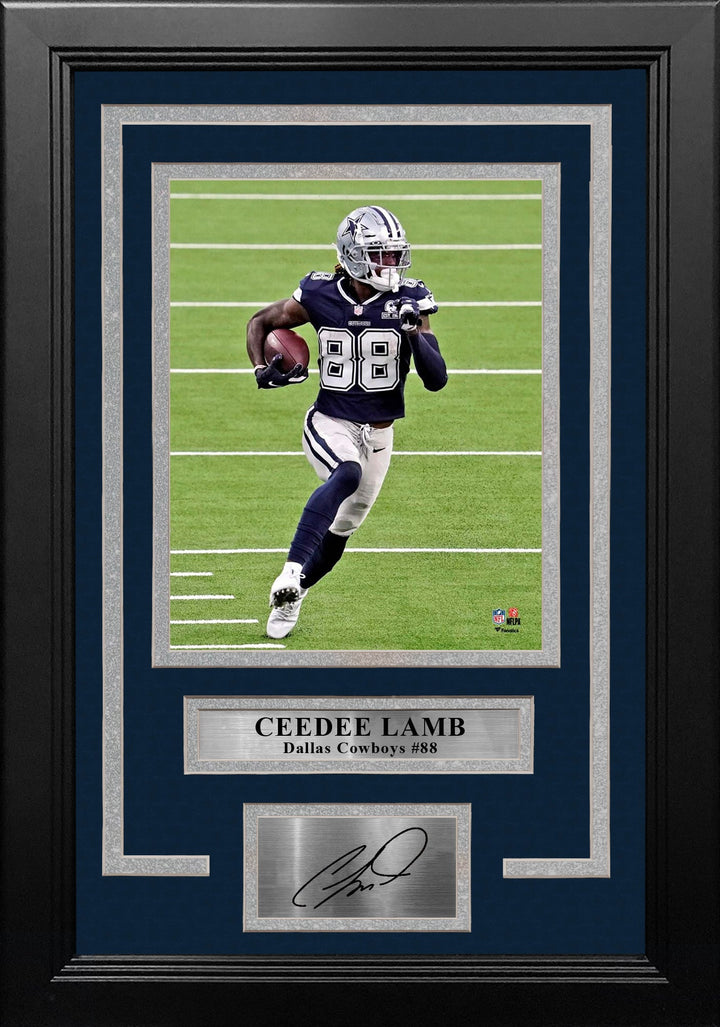 CeeDee Lamb in Action Dallas Cowboys 8" x 10" Framed Football Photo with Engraved Autograph
