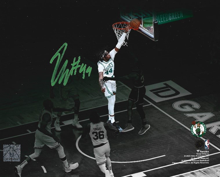 Robert Williams III Blocks Steph Curry Boston Celtics Autographed Basketball Photo