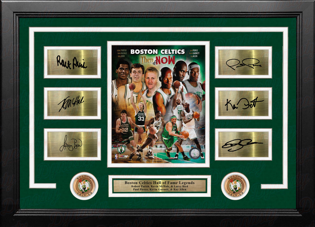 Boston Celtics All-Time Legends 8x10 Framed Basketball Photo with Six Engraved Autographs