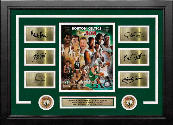 Boston Celtics All-Time Legends 8x10 Framed Basketball Photo with Six Engraved Autographs