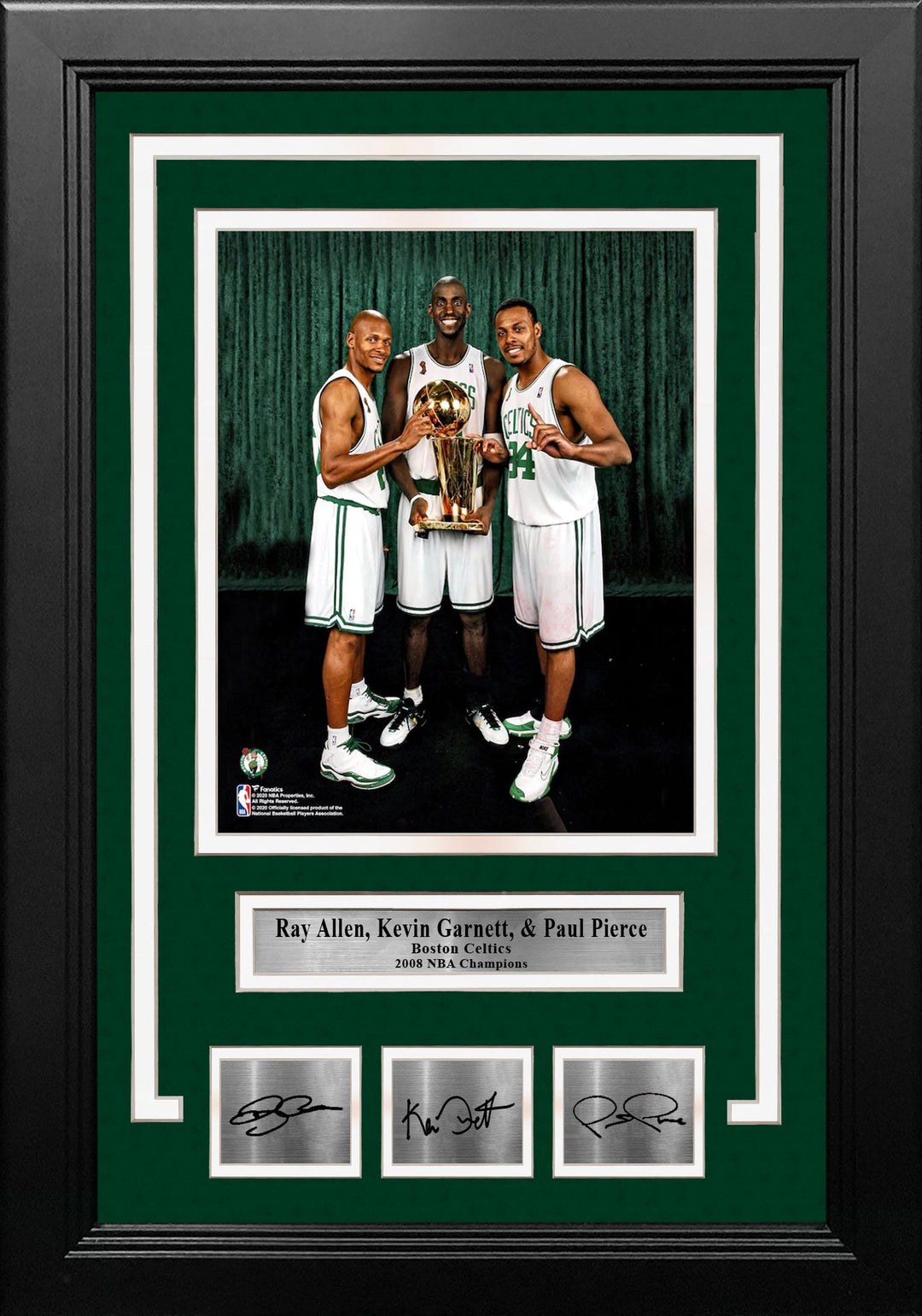 Ray Allen, Kevin Garnett, & Paul Pierce Boston Celtics 8x10 Framed Photo with Engraved Autographs