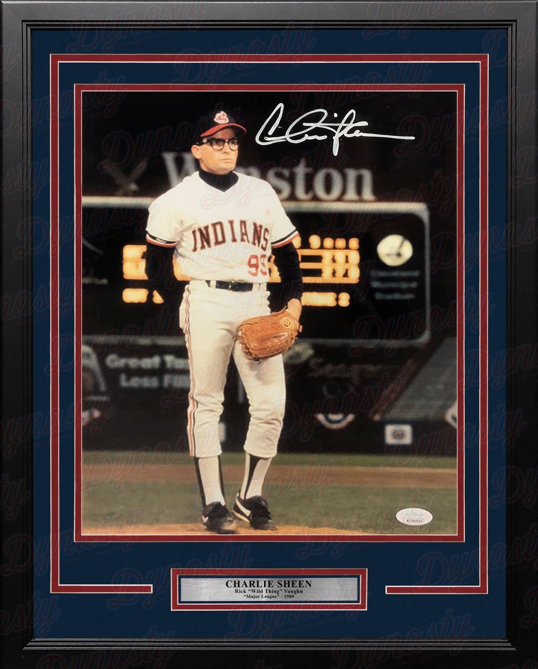 Charlie Sheen Rick Vaughn Major League Autographed 11" x 14" Framed Movie Photo