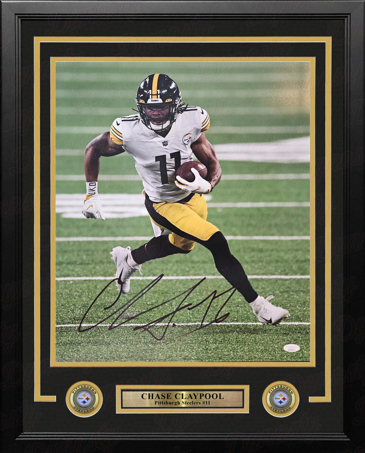 Chase Claypool Running Action Pittsburgh Steelers Autographed 16" x 20" Framed Football Photo