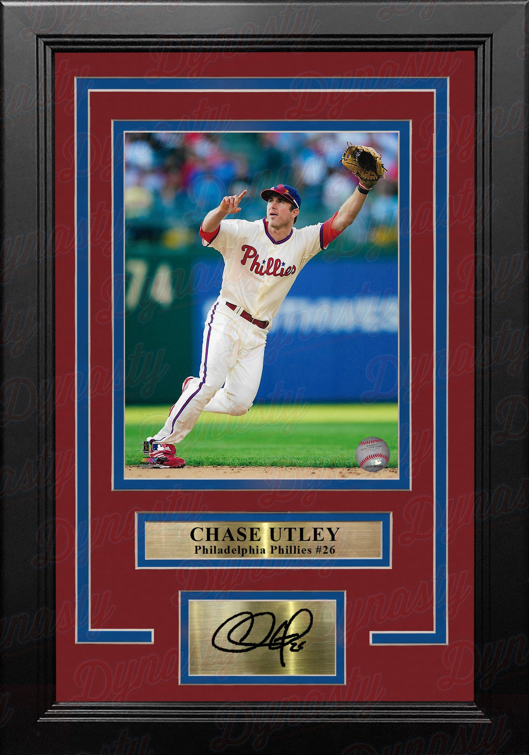 Chase Utley on the Field Philadelphia Phillies 8x10 Framed Photo with Engraved Autograph