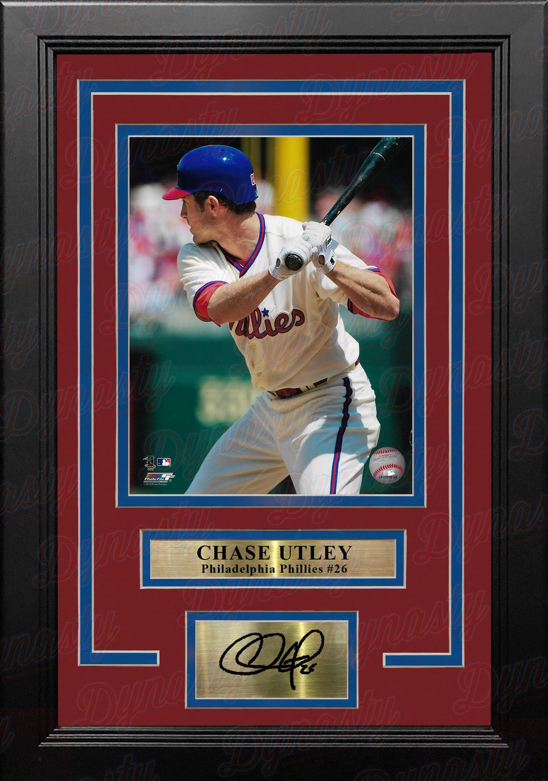 Chase Utley Batting Stance Philadelphia Phillies 8x10 Framed Photo with Engraved Autograph