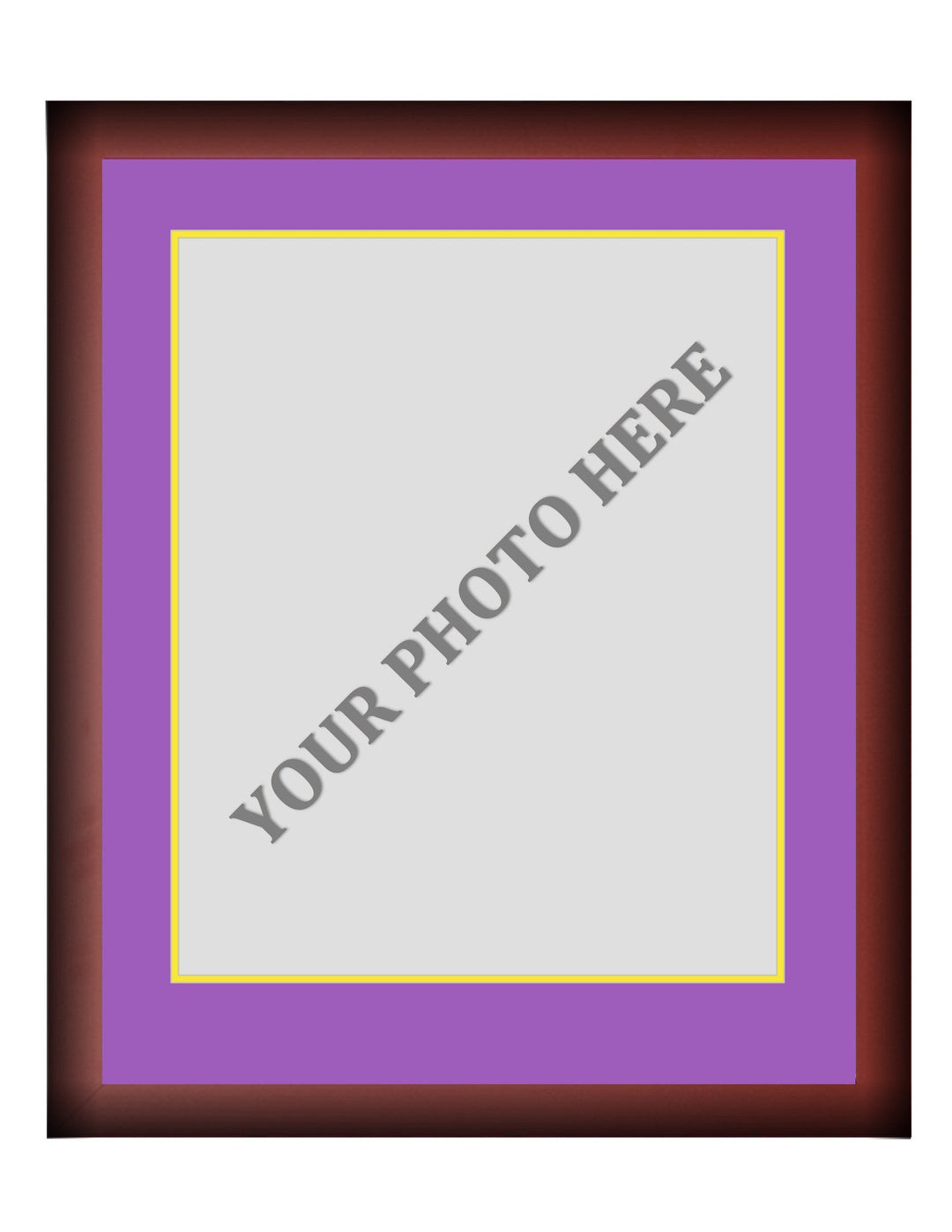 Frame Kit - Cherry Wood Frame | Purple Matting | Yellow Trim