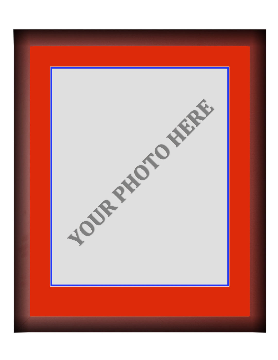 Frame Kit - Cherry Wood Frame | Red Matting | Blue Trim