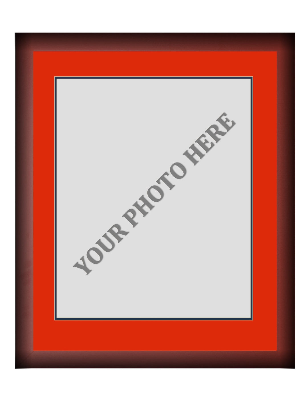 Frame Kit - Cherry Wood Frame | Red Matting | Dark Blue Trim