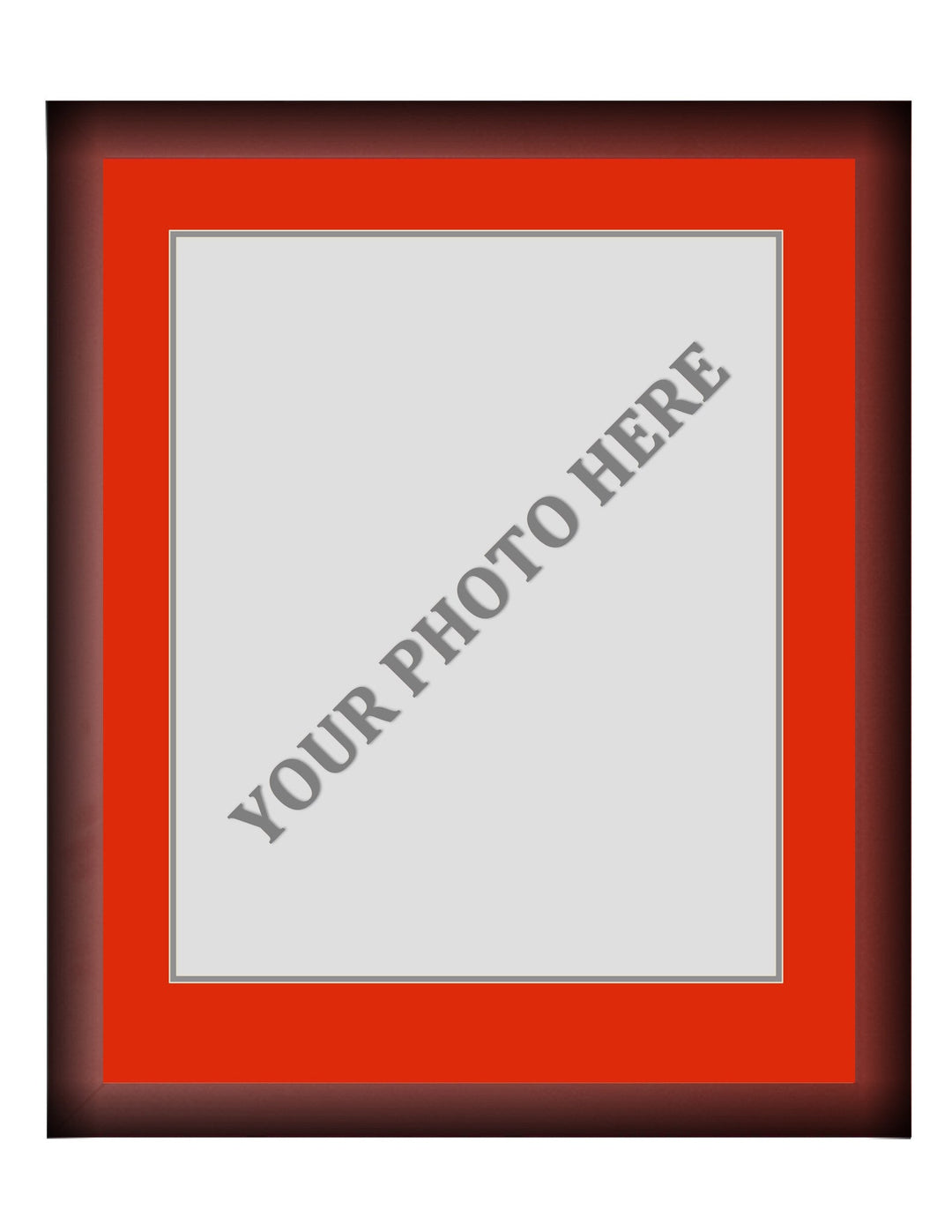 Frame Kit - Cherry Wood Frame | Red Matting | Gray Trim