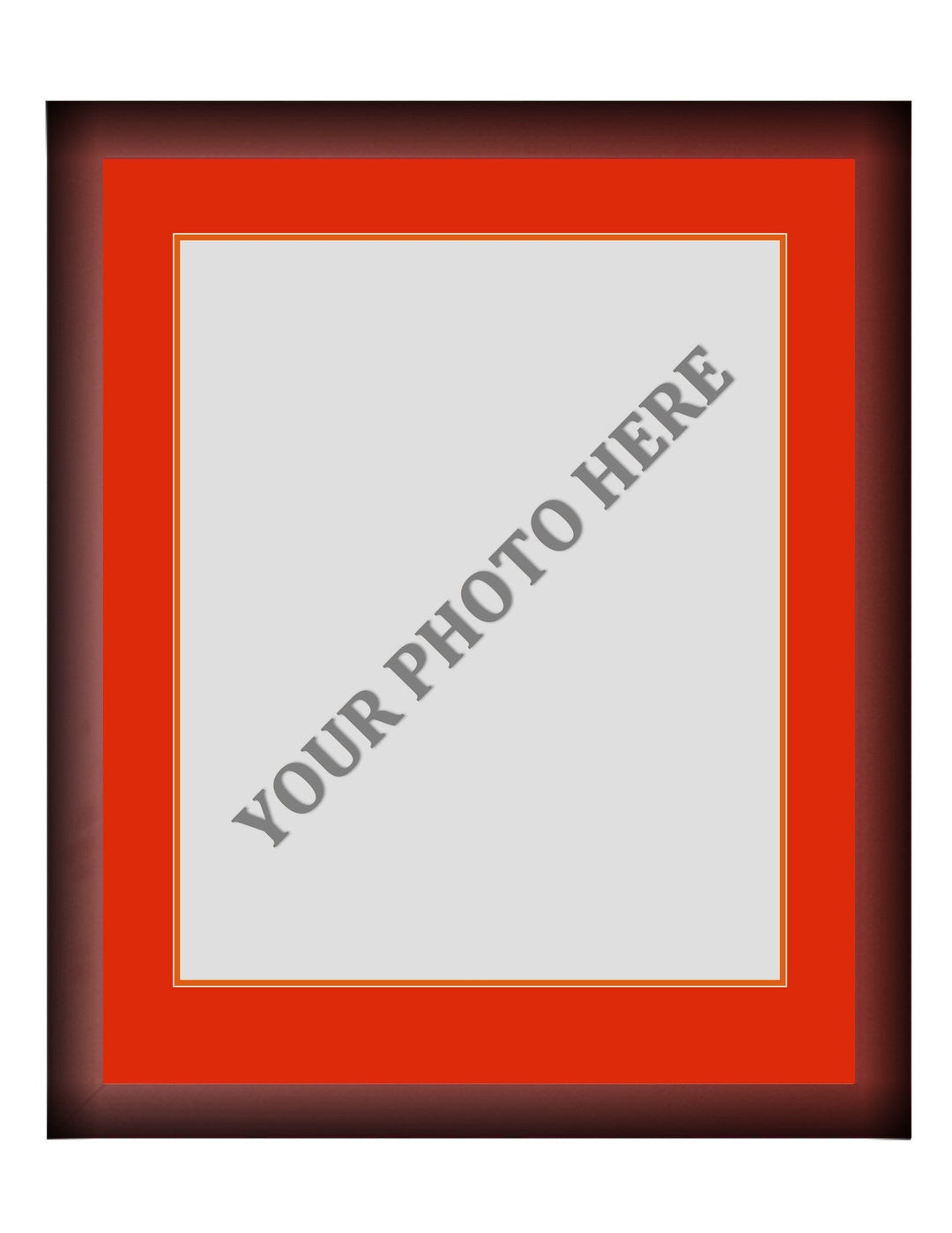 Frame Kit - Cherry Wood Frame | Red Matting | Orange Trim