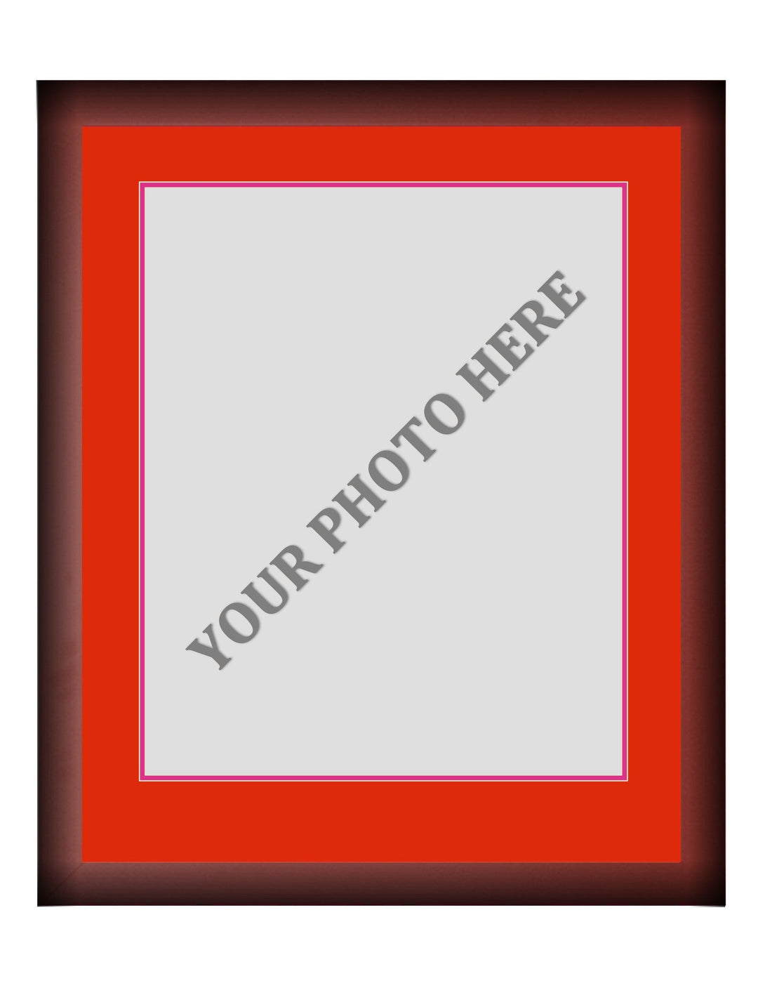 Frame Kit - Cherry Wood Frame | Red Matting | Pink Trim