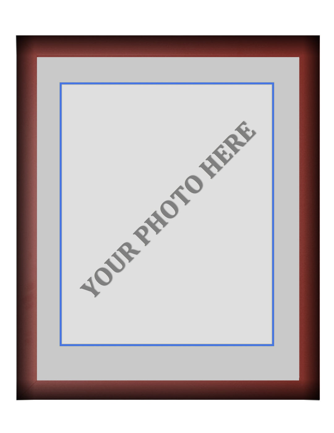Frame Kit - Cherry Wood Frame | Silver Matting | Blue Trim